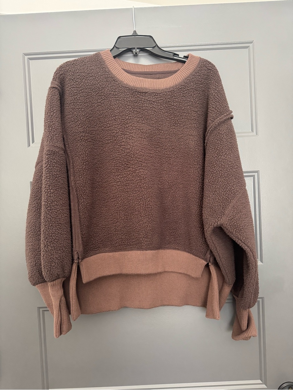 We The Free Two-Tone Dusty Rose Crewneck Sweater